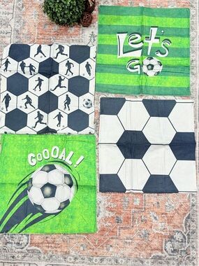 Soccer Print Party Napkins - Green and Black